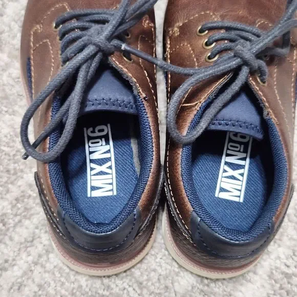 Mix No. 6 boy's youth Cole oxford dress shoes brown blue size 1 - Picture 7 of 10